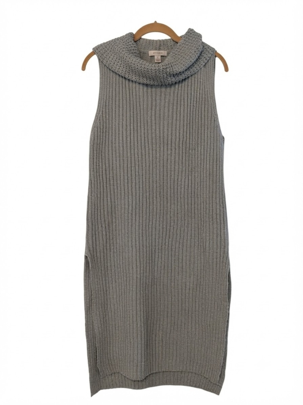 POL Women's Size M Gray Sleeveless Ribbed Knit Cowl Neck Tunic Sweater Dress